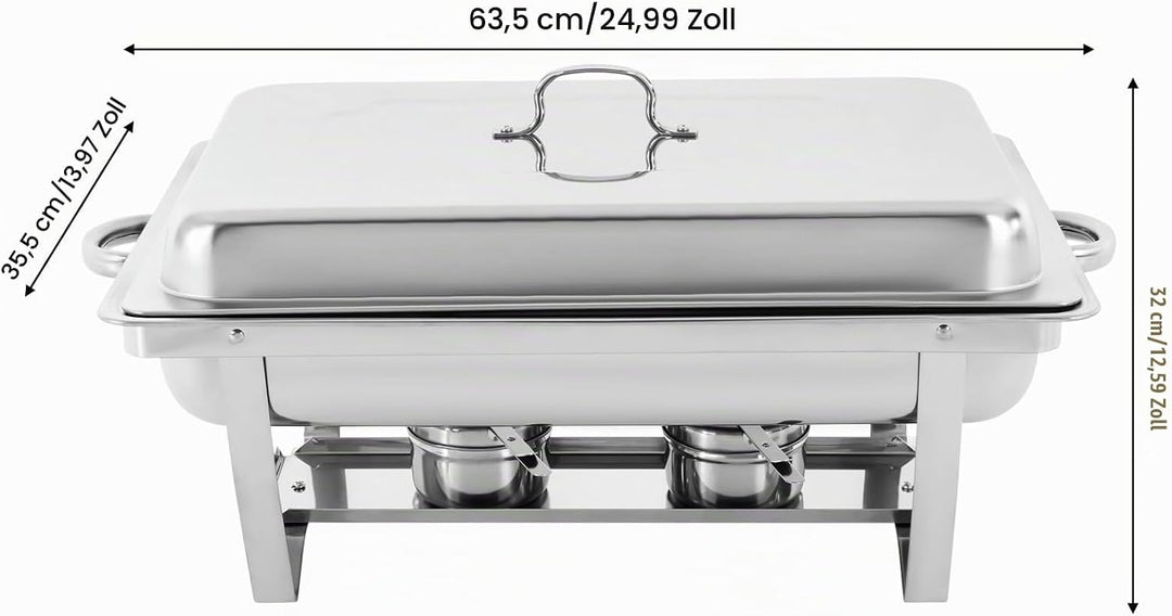 9L 3 Grid Profi Chafing Dish Speisewärmer Wärmebehälter Satz Speisenwärmer Edelstahl Warmhaltebehält