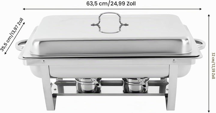 9L 3 Grid Profi Chafing Dish Speisewärmer Wärmebehälter Satz Speisenwärmer Edelstahl Warmhaltebehält