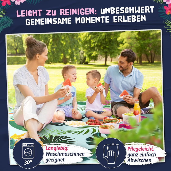 Bobby Beach Picknickdecke wasserdicht | Stranddecke sandfrei Strandmatte gepolstert &amp; extra weich |