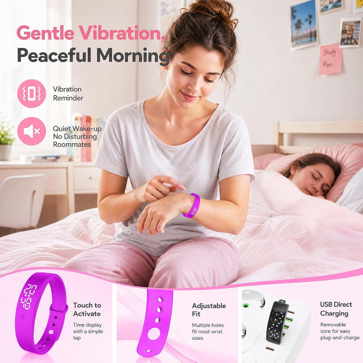CEWROM Vibrationswecker Armband, Wecker Armband Vibration mit Timer, Vibrationsalarm Erinnerung Uhr,