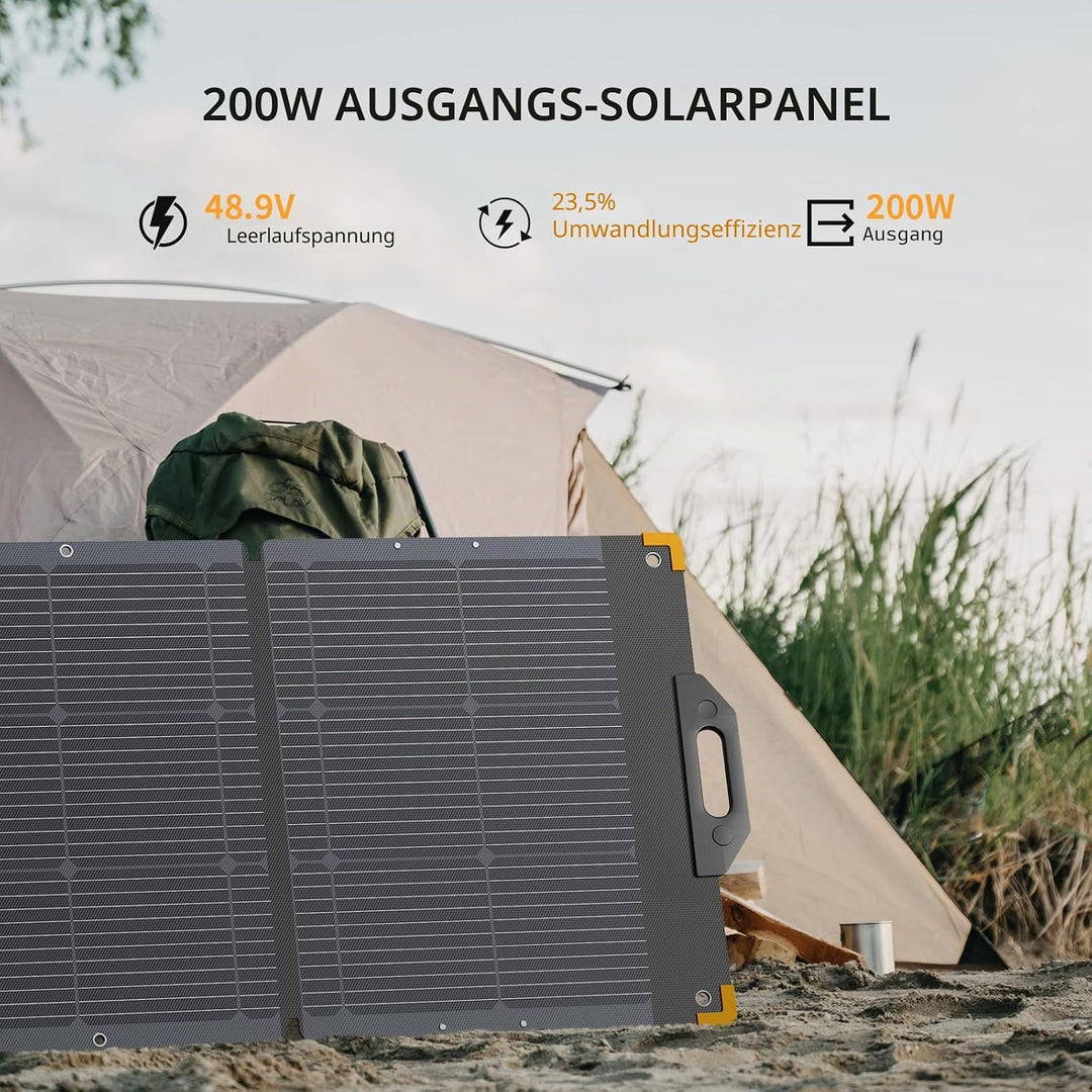 pecron 200 Watt Solarpanel, Tragbares Solarpanel für Kraftwerk, Hocheffizientes Solarpanel Faltbar,