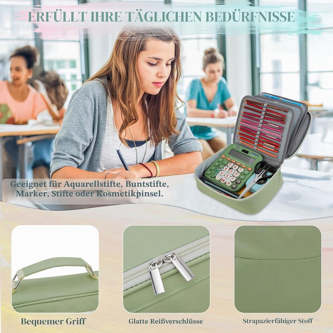 VX VONXURY Federmäppchen gross, 54 Schlaufen, 2 Einsätze für Schule Grün, Grün