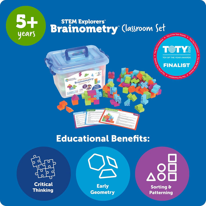 Learning Resources STEM Explorers Brainometry Klassenset LER9467, Ab 5 Jahren, 3D-Puzzle Set, Feinmo
