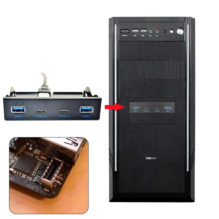 Chenyang 4 Ports 2 USB C ＆ 2 USB 3.0 auf USB 3.1 Typ E Frontplatte Header USB HUB Port Multiplier Ex