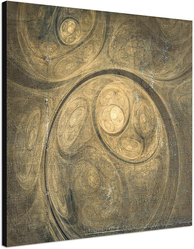 Paul Sinus Art Kunstdruck antiker Stil Abstrakt498_60x60cm Leinwandbild grau braun beige XXL fertig
