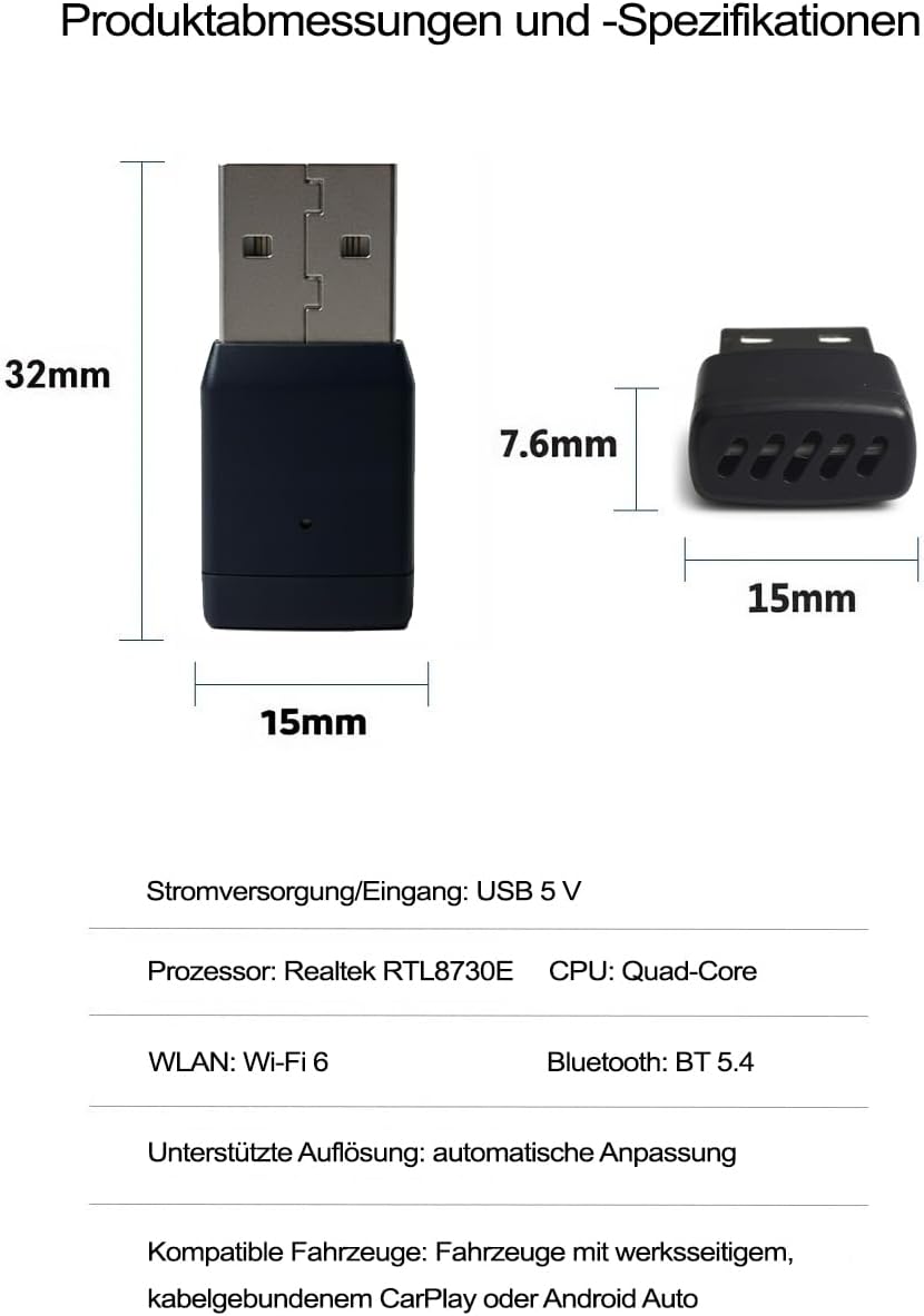 M.I.C. Wireless CarPlay &amp; Android Auto Adapter : kabellose Umwandlung von CarPlay &amp; Android Auto, US