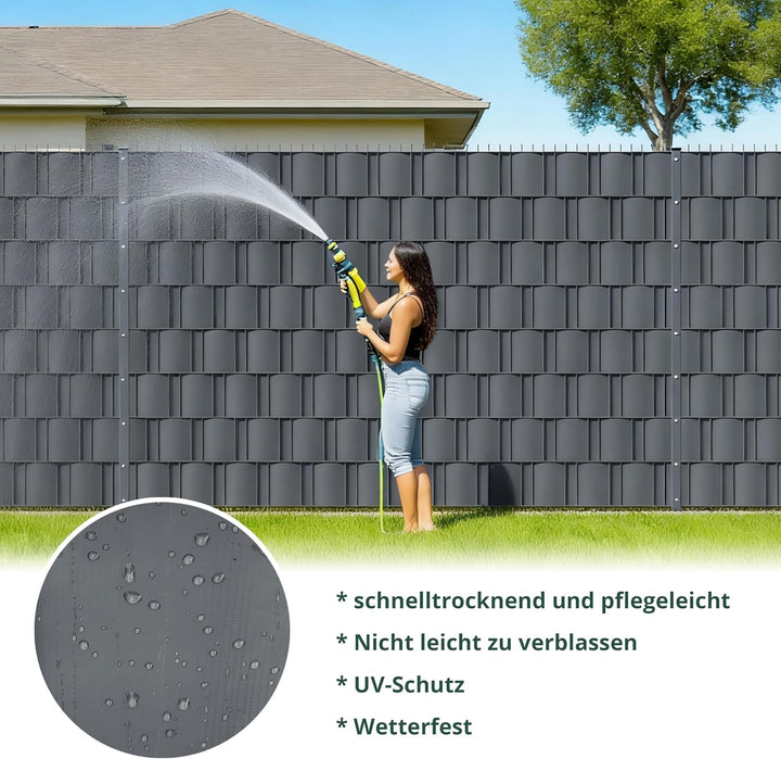 Sichtschutzstreifen Zaun 35 m x 19 cm,Sichtschutz Zaun inkl.20 Clips.Premium TPO Sichtschutzstreifen