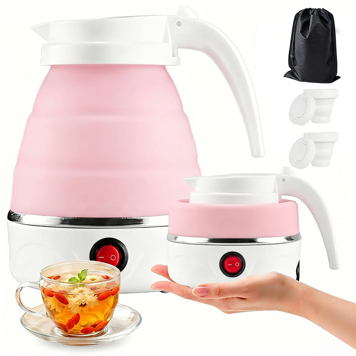 Faltbarer Wasserkessel, 0.6L Wasserkocher Faltbarer (Rosa), Rosa