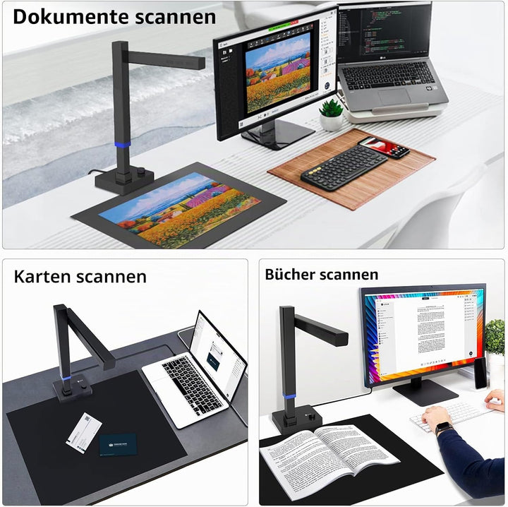 CZUR Shine Ultra Pro 24 MP Professionelle Dokumentenkamera Faltbarer Dokumentenscanner A3 Buchscanne