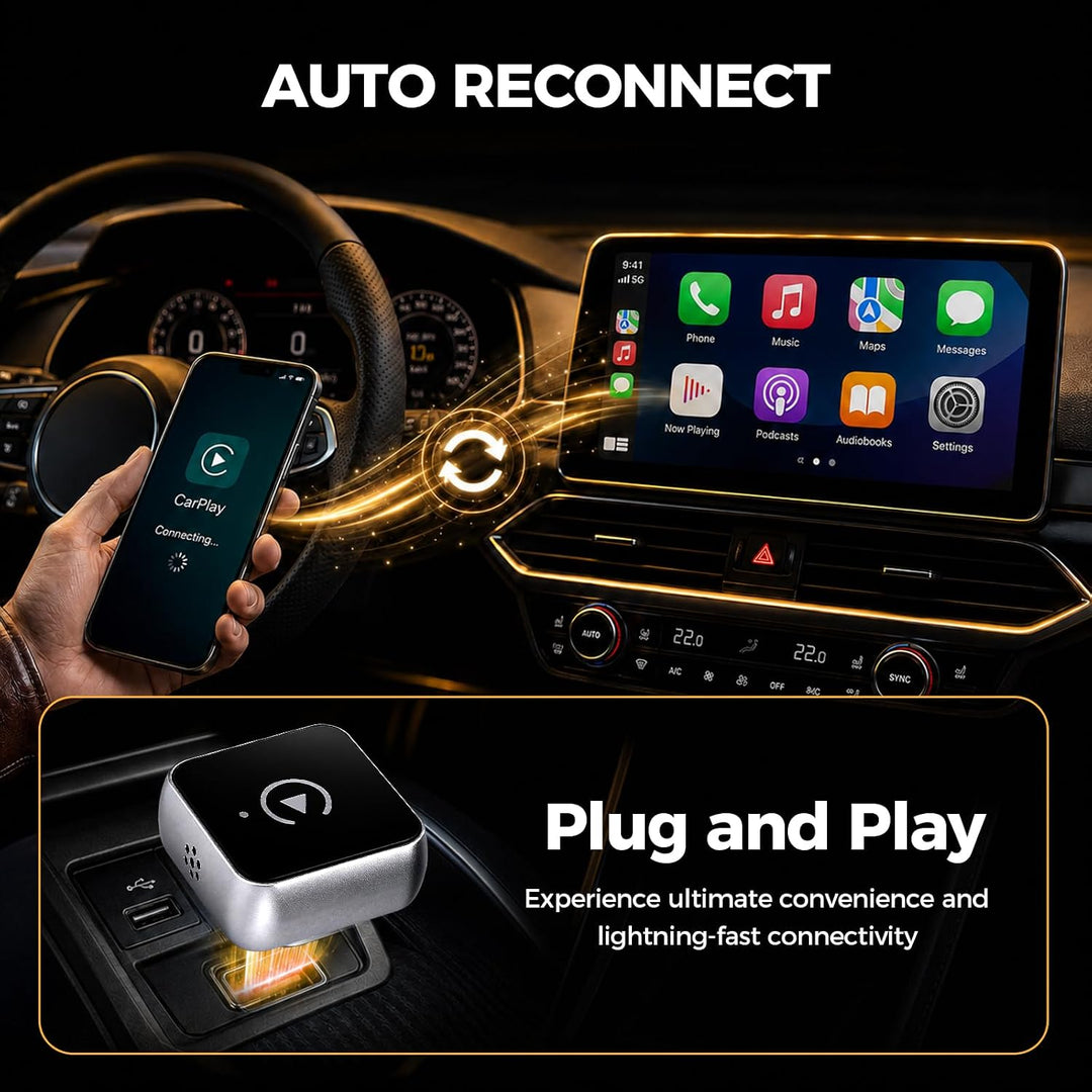 2026 Wireless CarPlay &amp; Android Auto Adapter 2-in-1 – Mit 2,4+5,0 GHz WiFi 6, Bluetooth 5.3, Plug &amp;