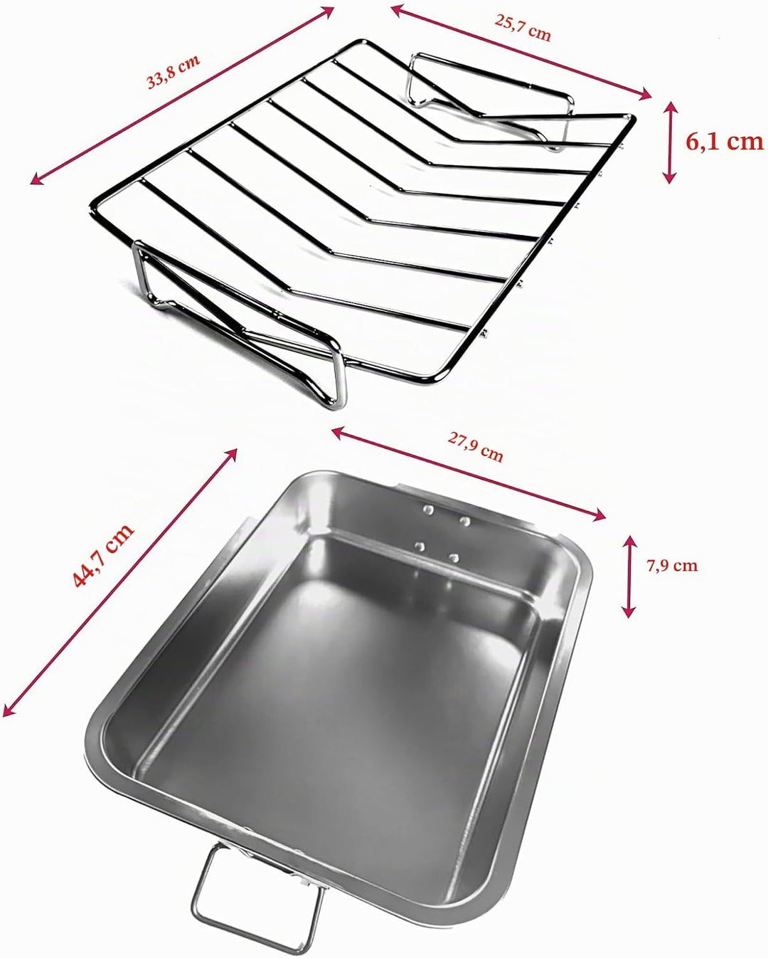 16" Premium Edelstahl-Bratform-Set mit Back- &amp; V-förmigen Rosten – Robust, Gesund &amp; Spülmaschinengee