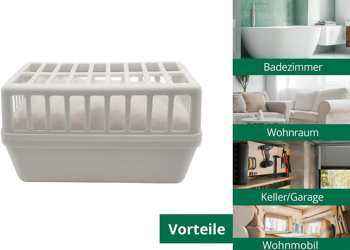 3x XXL Luftentfeuchter Box weiss leer – 2L Kapazität für 1,2kg Granulat – Stromloser Schimmelschutz