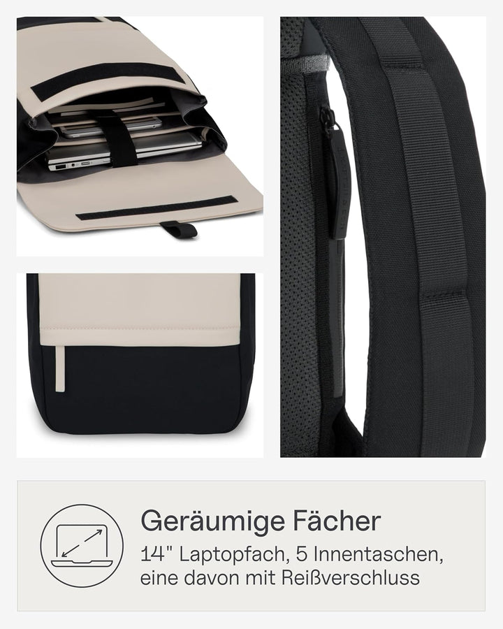 Kapten &amp; Son Rucksack Fyn Classic Cream Black 11 L Cremefarben, Cremefarben