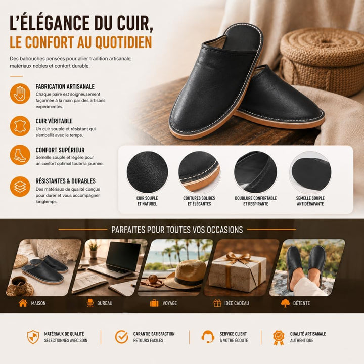 100% Leder Solide und Bequeme Hausschuhe für Damen und Herren für Zuhause oder Outdoor - Traditionel
