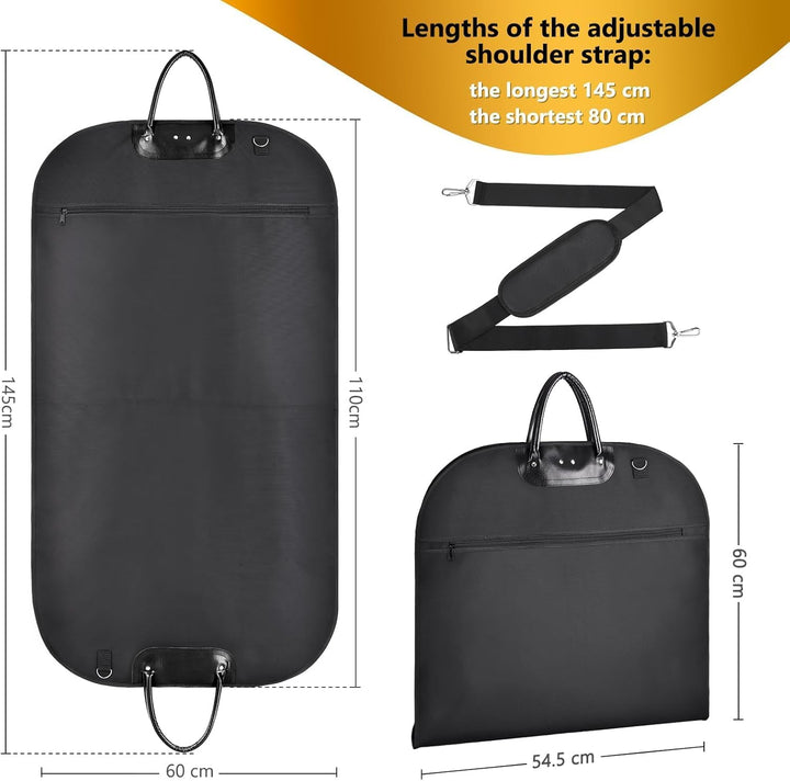 ecooe Schwarz Anzugtasche mit Aufbewahrungstaschen und Schultergurt | Kleidersack Anzug, Verdicken,