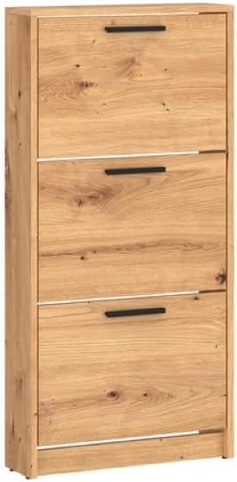 Step Up Schuhschrank Schuhkipper Schmal 3 Klappen Tiefe 18 cm Artisan Eiche Artisan Eiche 3, Artisan