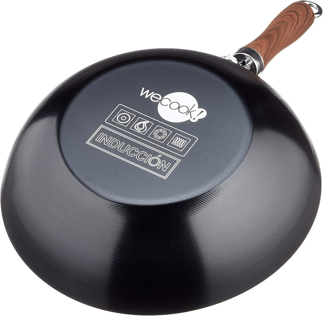 WECOOK Wok, 2 Schichten, Gusseisen, Schwarz, 24 cm 40x24x15 cm, 40x24x15 cm