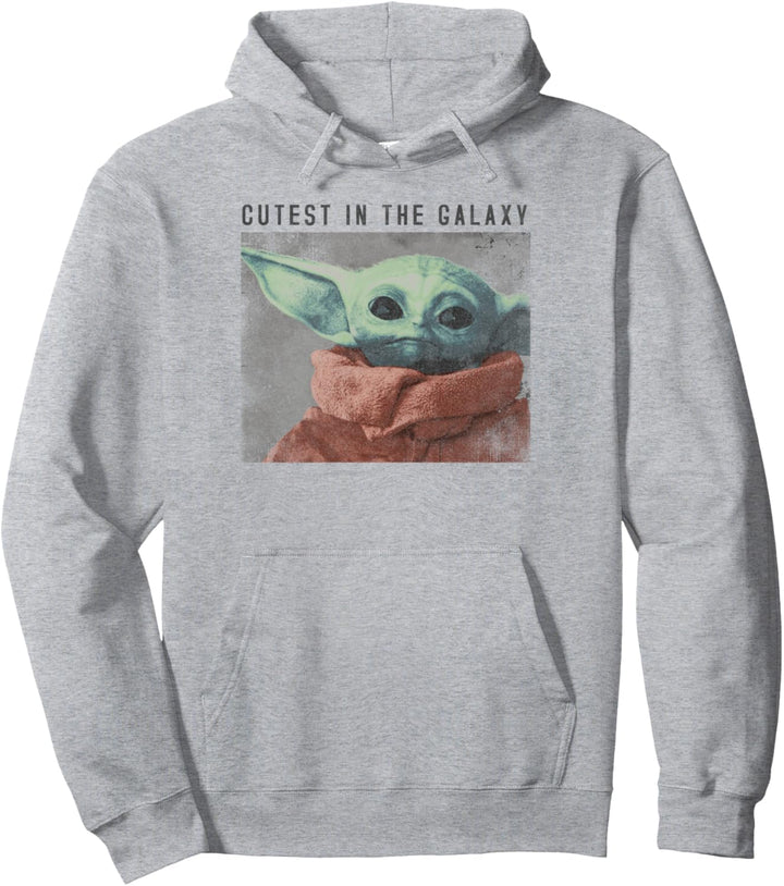 Star Wars Mandalorian The Child Dark Distressed Cutest Pullover Hoodie