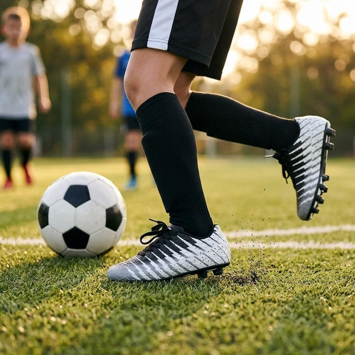 Vizari Bolt FG Fussballschuhe für Kinder, Fester Boden, Outdoor-Fussballschuhe für Kinder, Schwarz/W