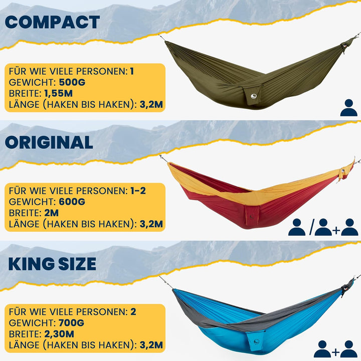 Fair Trade &amp; handgemachte Compact-Leicht-Hängematte ARMEEGRÜN für Reisen, Camping und Alltag, 3,2 *