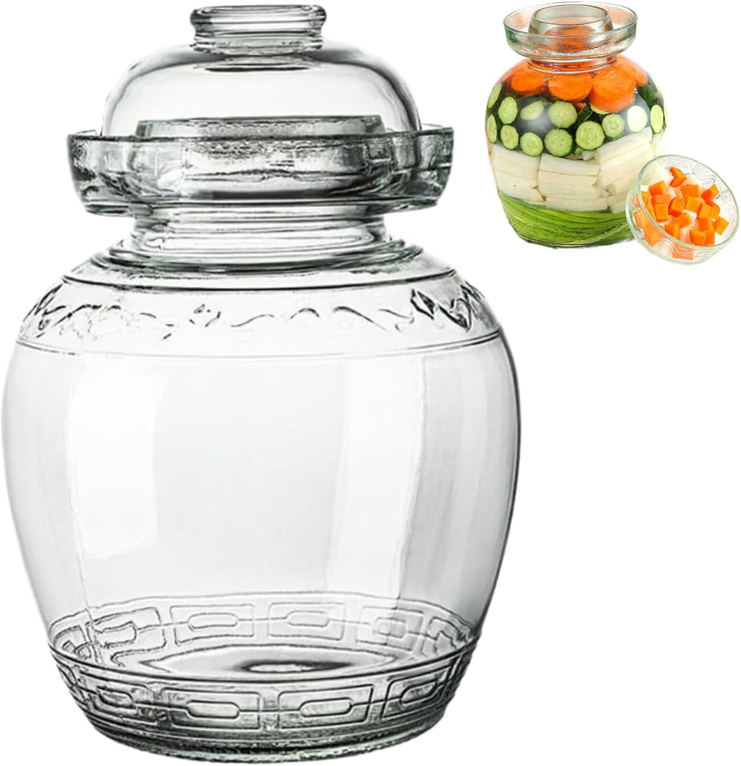 Glasgurkenbehälter, 2, 5 l breites Fermentationsglas mit Luftschleusendeck A., A.