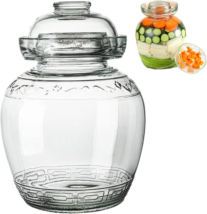 Glasgurkenbehälter, 2, 5 l breites Fermentationsglas mit Luftschleusendeck A., A.