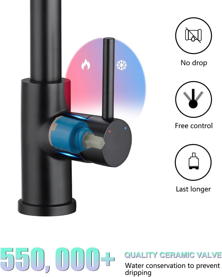 BONADE Niederdruck Armatur Küche Ausziehbar, Küchenarmatur Niederdruck 2 Strahl, 360° Drehbar Wasser