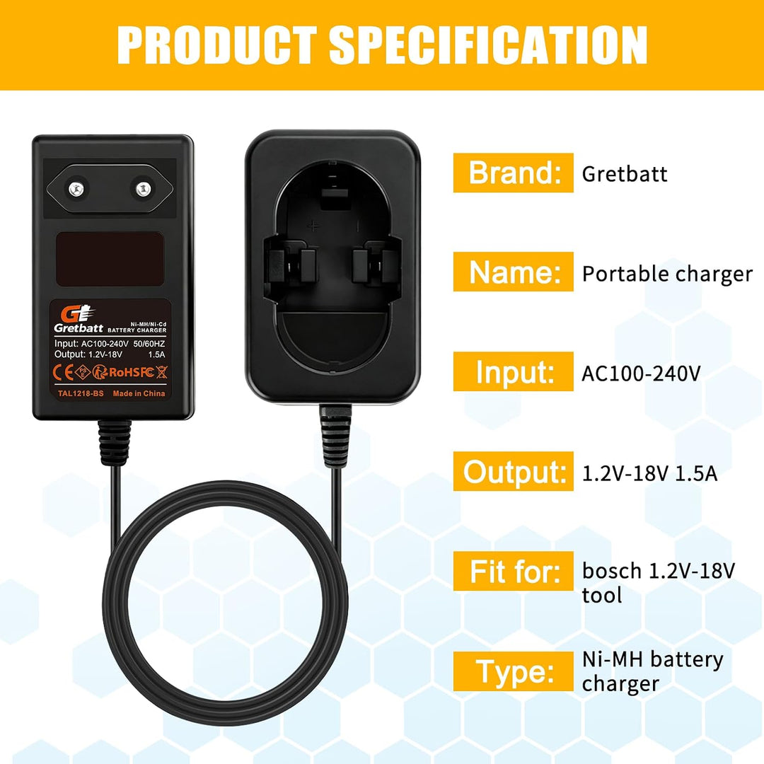 1.2V-18V NI-MH/NI-CD kompatibel mit Bosch Akku Ladegerät