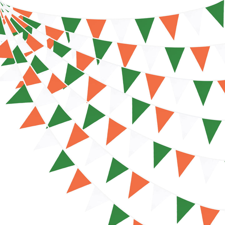 32Ft Grün Orange Weiss Wimpelkette Banner Party Dekoration Stoff Wimpel Dreieck Flagge Girlande für