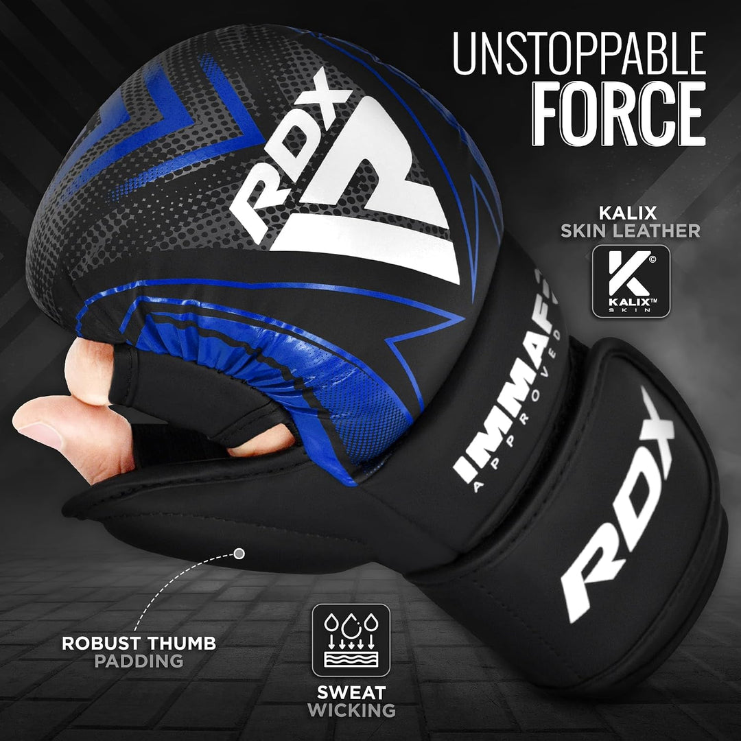 RDX IMMAF Sparring Grappling Handschuhe, belüftete offene Handfläche, Verstellbare Handgelenkriemen