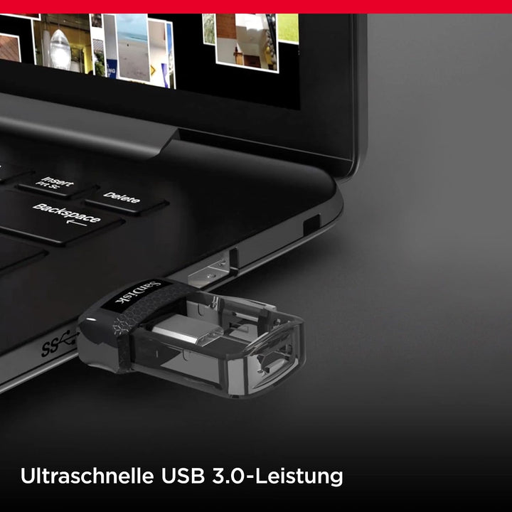 SANDISK Ultra Dual USB-Laufwerk m3.0 256 GB Smartphone Speicher (Mobiler Speicher, Micro-USB &amp; USB T