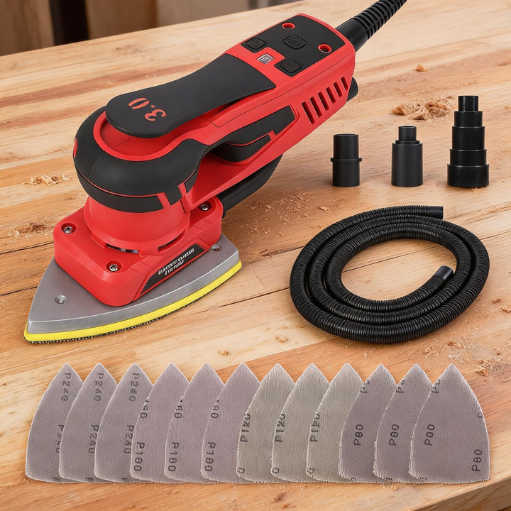 350W Brushless Electric Sander, Detail &amp; Random Orbital Multi-Sander for Wood, 5-Speed Variable 4000