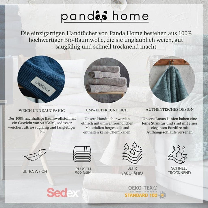 PandaHome Badvorleger Set aus 100% Baumwolle - 2 Stück Badematte - Duschvorleger Duschmatte, Schnell