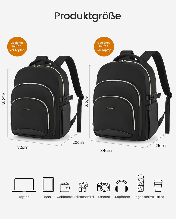 LOVEVOOK Rucksack Damen, 15,6 Zoll Laptop Schulrucksack Wasserdicht, Schultasche Teenager Backpack W