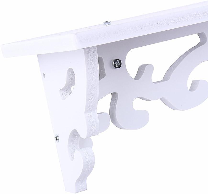 Yosoo weiss Regal Shabby Chic Filigrane Stil Cut Out Design Wandregal, Pastoral Hohl geschnitzt Wand