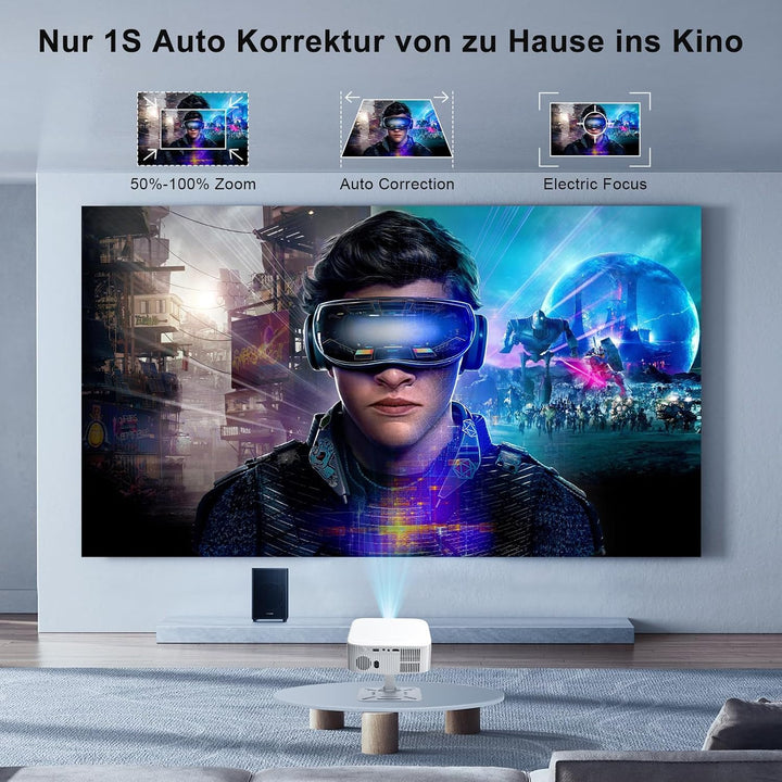 Salange Beamer,Kompatibel mit Netflix,Native 1080P Projektor Unterstützt 4K,mit WiFi und Bluetooth 5