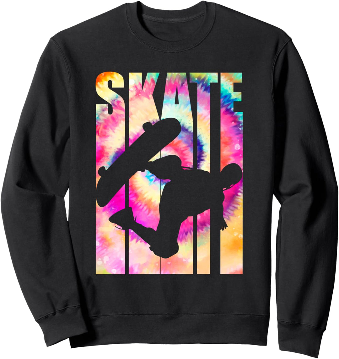 Skateboard Silhouette buntes Regenbogen-Design-Geschenk Sweatshirt