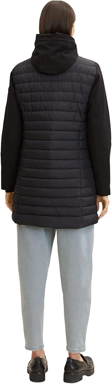 TOM TAILOR Damen Lange Softshell Steppjacke XXL 14482 - Deep Black, XXL 14482 - Deep Black