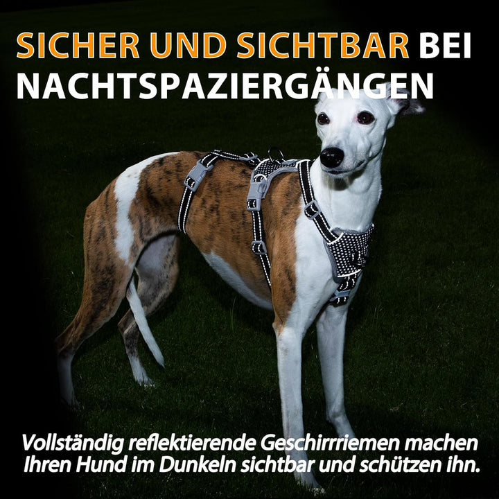 Huntboo Sicherheitsgeschirr Hund Ausbruchsicher, Panikgeschirr für Hunde, Anti Zug Hundegeschirr, Re