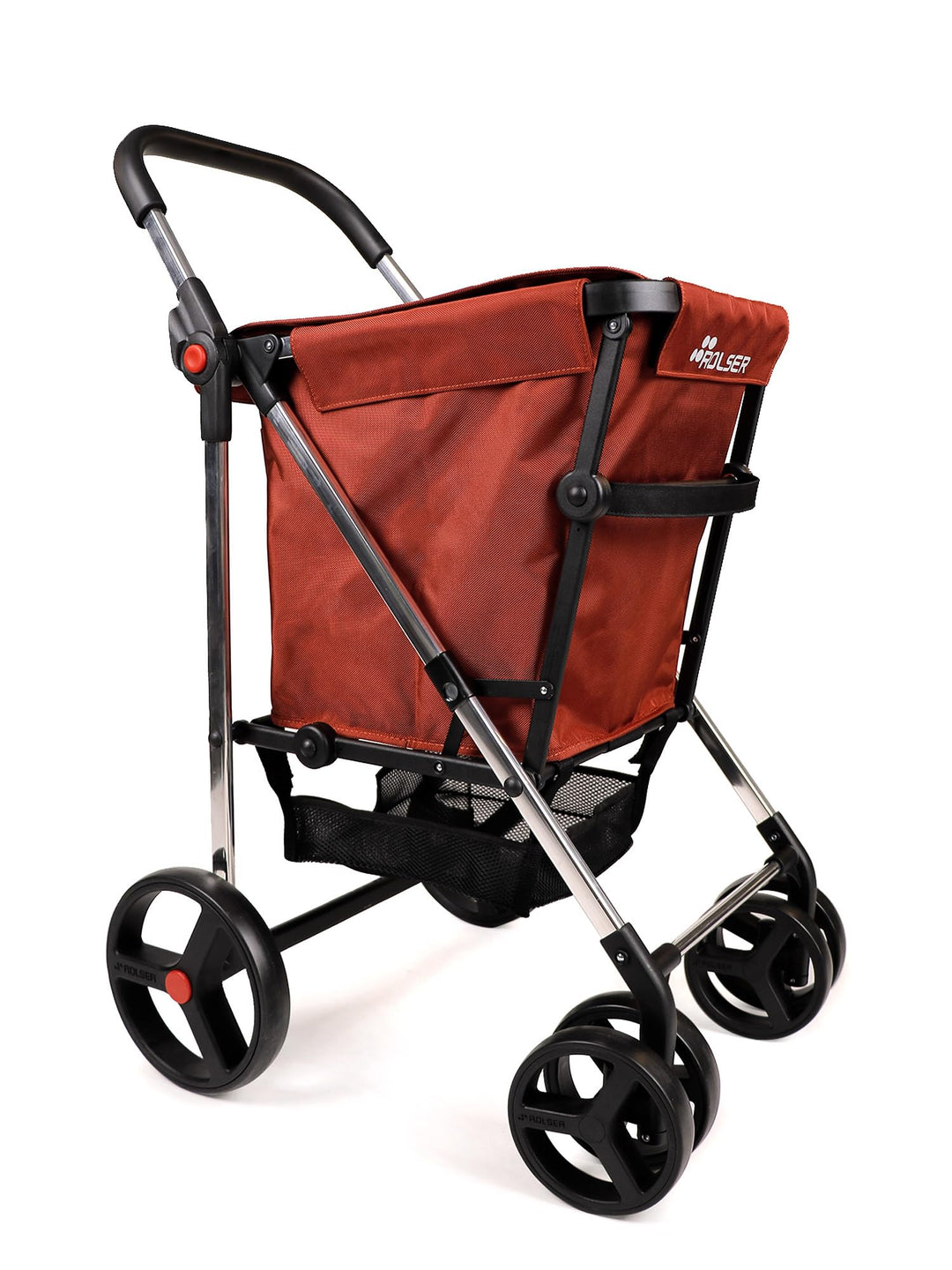 Klappbarer Einkaufstrolley Rolser Basquet MF 4 grosse Räder (2 drehbare) - Oxid, Oxid