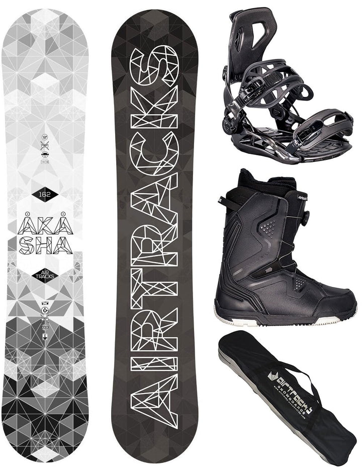 Airtracks Snowboard Set Akasha Wide Hybrid Rocker + Snowboard Bindung Master + Snowboardboots + Sb B