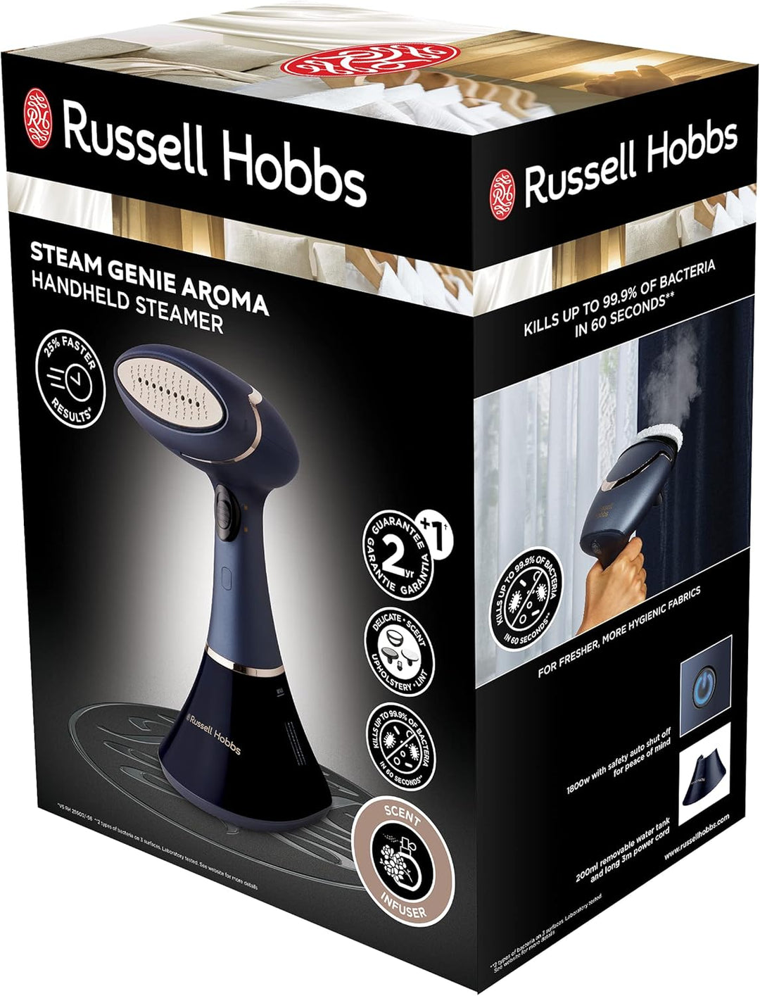 Russell Hobbs Dampfglätter (3 Aufsätze: Kleidung, Vorhänge, Polstermöbel und Dufteinsatz) Bügeleisen