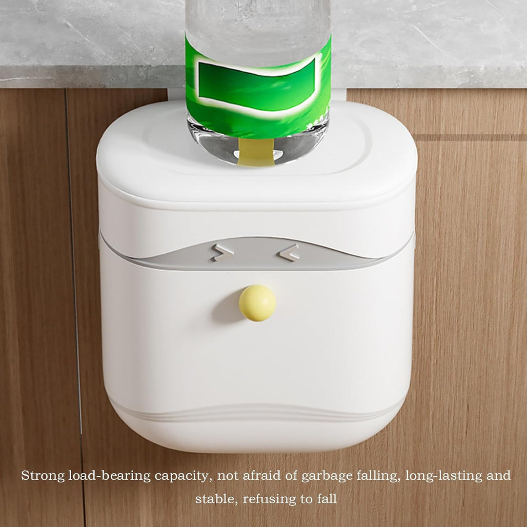 Wall Mounted Trash Can, Space-Saving Garbage Bin with Sealed Lid, 2.5 Gallon Slim Design for Under S