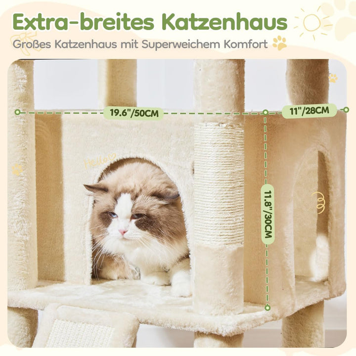 Taoqimiao 183CM Kratzbaum Gross XXL, Katzenbaum Kratzbaum Grosse Katzen Stabil Katzenkratzbaum mit K