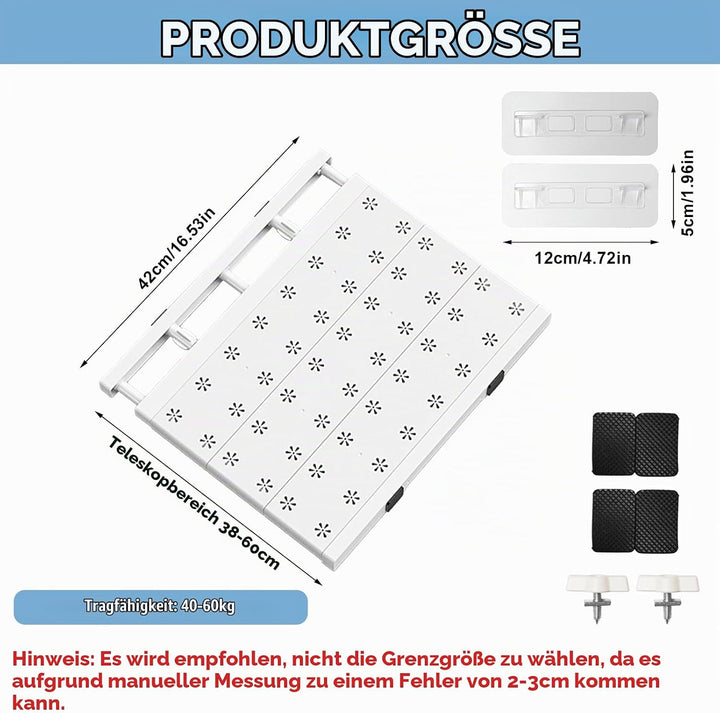 Einlegeböden Kleiderschrank, 38-60cm Verstellbare Regaleinsatz für Schrank, Regaltrenner, Teleskopre