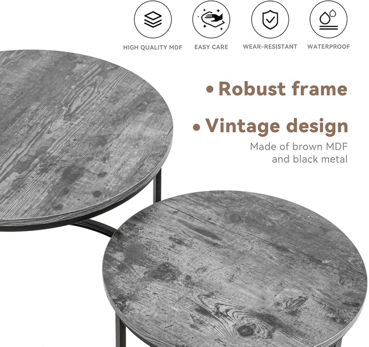 Hawthyhome wohnzimmertisch aus Holz mit Metallrahmen, couchtisch 2er Set &amp; Moderner Beistelltisch Ka