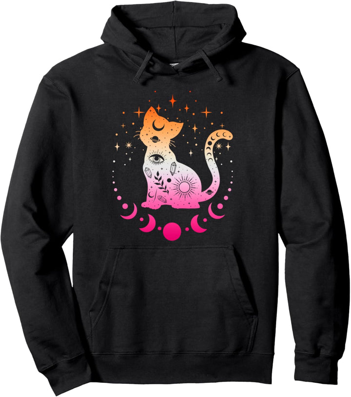 Lesbian Pride Flaggenfarben, Astronomie Katze Pullover Hoodie