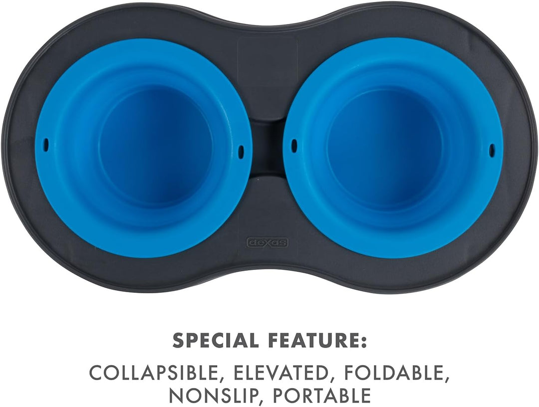 Dexas Pets PW1104322194 Doppelerhöhter Futterspender für 2,5 Tassen, Blau Large/2.5 Cup Capacity Bow