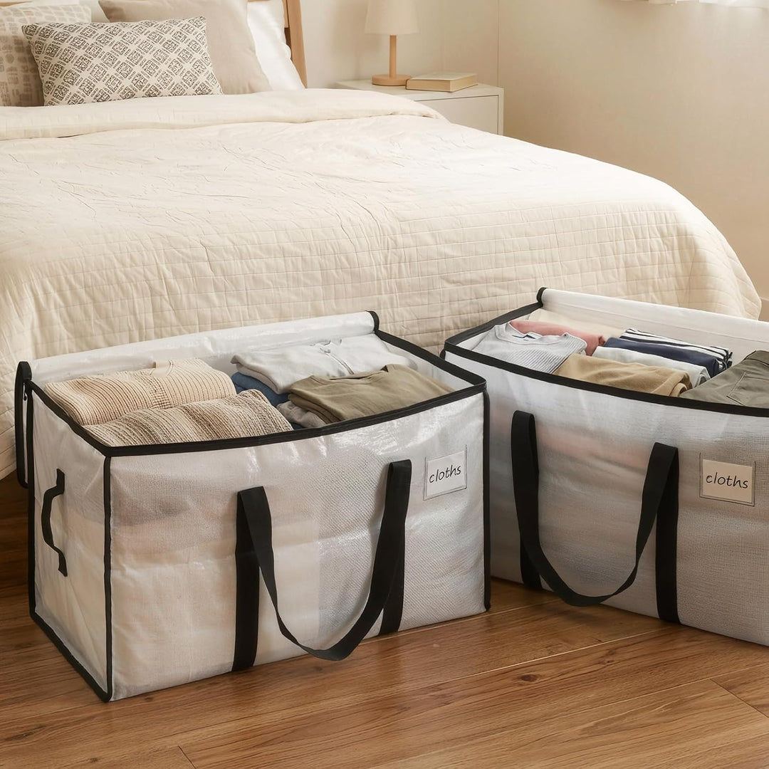 Velway 4 Stück 95L Aufbewahrungstasche, Heavy-Duty Weihnachtslager Transparente Umzugskartons Gross