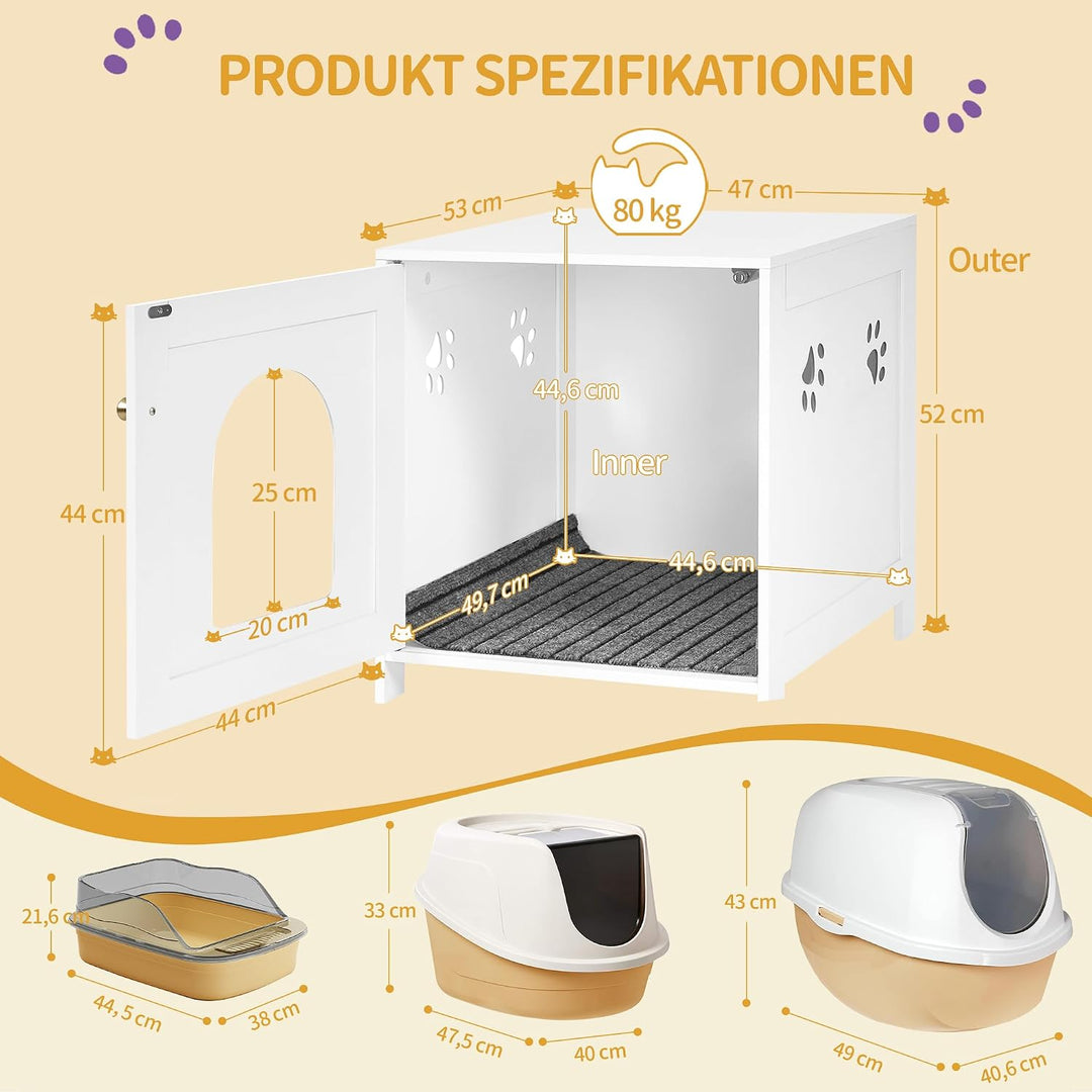 Hzuaneri Katzenschrank, Versteckte Katzentoilette Möbel, Lagerung Schrank Bank, Hölzerne Katze Wasch